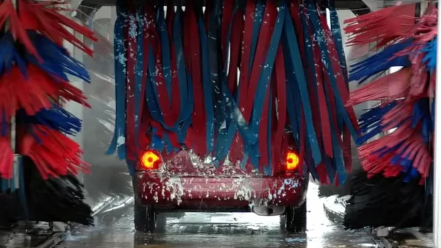 car being washed in a car-wash machine